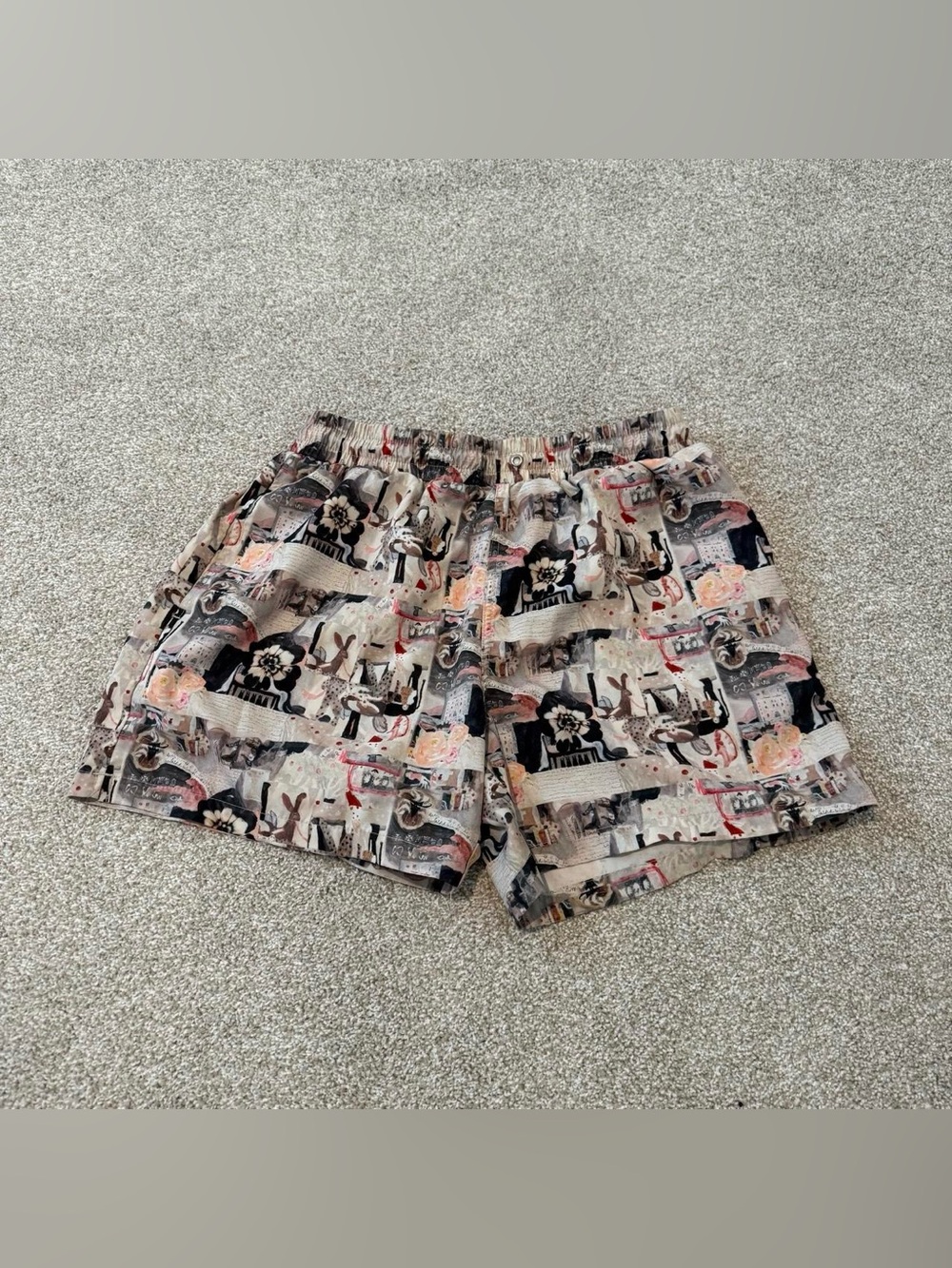 Strawberry Milk Mob Men's Print Swim Trunks in Black, Pink, Cream